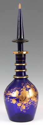 Lot 5 - A LARGE REGENCY BRISTOL BLUE DECANTER of...
