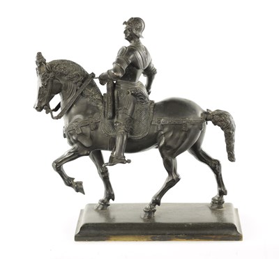 Lot 935 - A 19TH CENTURY BRONZE EQUESTRIAN STATUE OF BARTOLOMEO COLLEONI