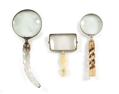 Lot 944 - A COLLECTION OF THREE 19TH/20TH CENTURY MAGNIFYING GLASSES