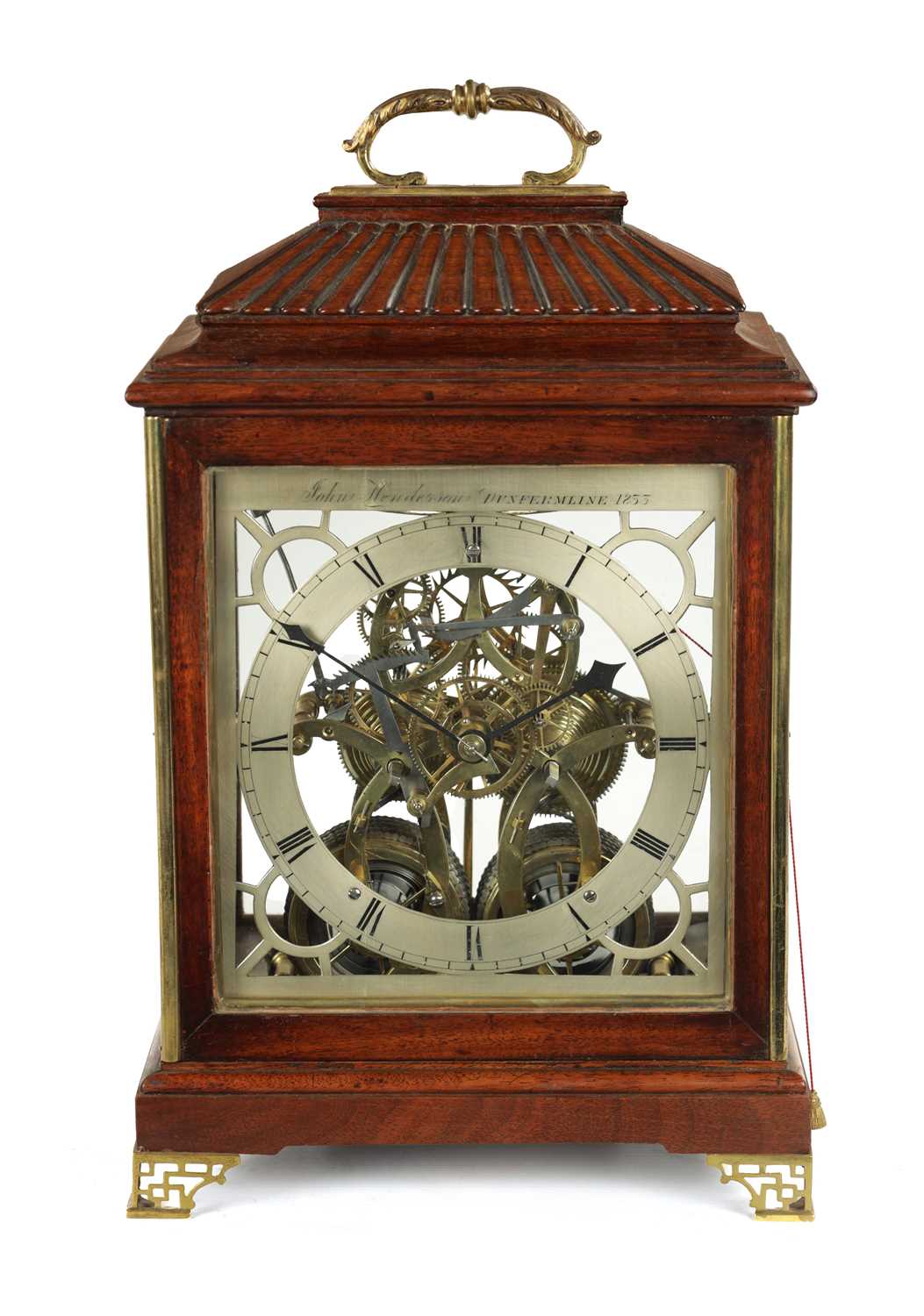 Lot 1325 - JOHN HENDERSON, DUNFERMLINE. AN UNUSUAL LATE REGENCY SCOTTISH SKELETONISED ROSEWOOD BRACKET CLOCK