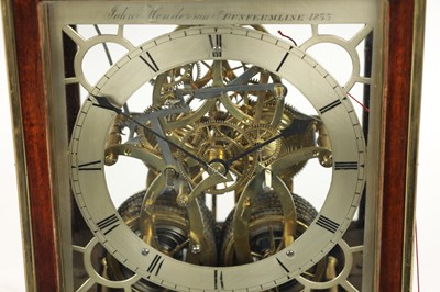 Lot 1325 - JOHN HENDERSON, DUNFERMLINE. AN UNUSUAL LATE REGENCY SCOTTISH SKELETONISED ROSEWOOD BRACKET CLOCK