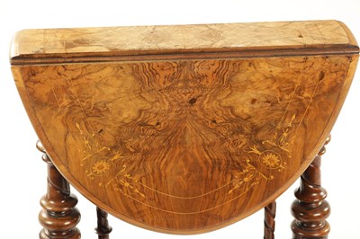 Lot 1495 - A 19TH CENTURY INLAID WALNUT MINIATURE SUTHERLAND TABLE