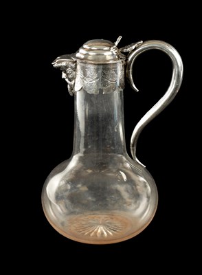 Lot 688 - A VICTORIAN SILVER MOUNTED GLASS CLARET JUG