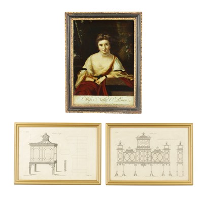 Lot 1188 - AN 18TH CENTURY REVERSE PAINTED MEZZOTINT