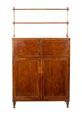 Lot 270 - A REGENCY ROSEWOOD AND KING WOOD CROSS-BANDED SECRETAIRE SIDE CABINET