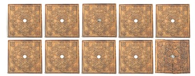 Lot 157 - A SET OF TEN CARVED CEILING PANELS FROM 'GANESHI HOTEL LONDON'
