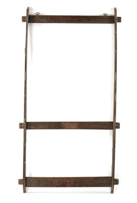 Lot 57 - AN 18THN CENTURY OAK WALL HANGING WHIP RACK