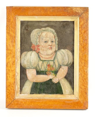 Lot 139 - A 19TH / 18TH CENTURY PRIMITIVE OIL ON CANVAS