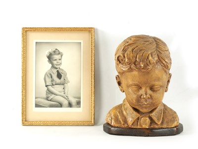 Lot 35 - A 20TH CENTURY POTTERY BUST OF ALFRED FRANCES OBE AS A CHILD
