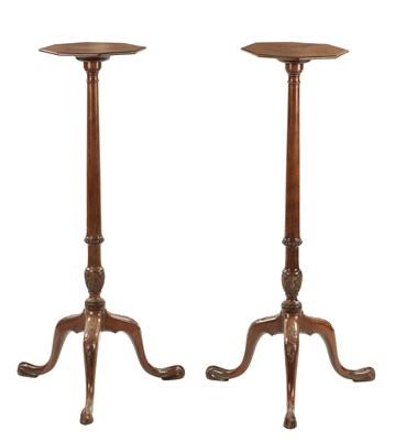 Lot 98 - A PAIR OF GEORGE III MAHOGANY CHIPPENDALE STYLE TORCHERES