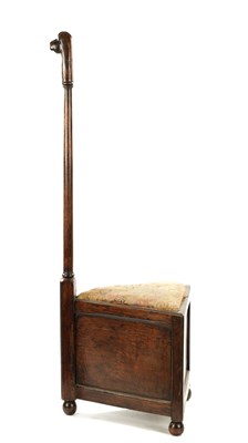 Lot 155 - A RARE 18TH CENTURY OAK LIBRARY STEP WITH UNUSAL CARVED DOG HEADED POLE