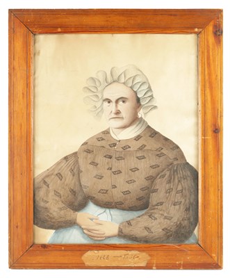 Lot 79 - A 19TH CENTURY NAIVE FRENCH AMUSING WATERCOLOUR