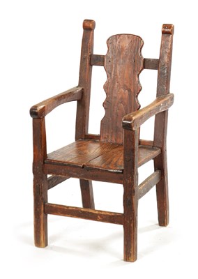 Lot 116 - AN UNUSUAL 18TH CENTURY WELSH SCUMBLED PINE CHILD’S CHAIR