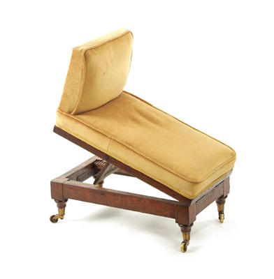Lot 14 - A WILLIAM IV OAK AND UPHOLSTERED ADJUSTABLE GOUT STOOL