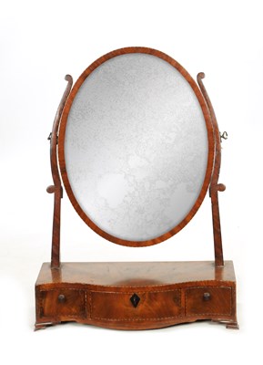Lot 29 - A GEORGE III MAHOGANY SERPENTINE DRESSING TABLE MIRROR
