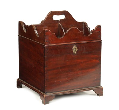 Lot 133 - A RARE GEORGE III MAHOGANY BUTLERS BOTTLE CARRIER