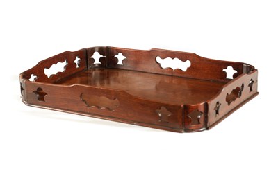 Lot 203 - A FINE GEORGE III MAHOGANY TRAY IN THE MANNER OF THOMAS CHIPPENDALE