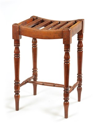 Lot 174 - A RARE REGENCY YEW WOOD SLATTED TOP STOOL