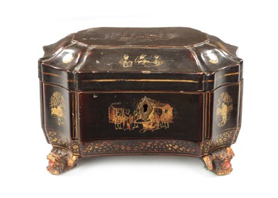 Lot 130 - A 19TH CENTURY CHINESE EXPORT CHINOISERIE TEA CADDY