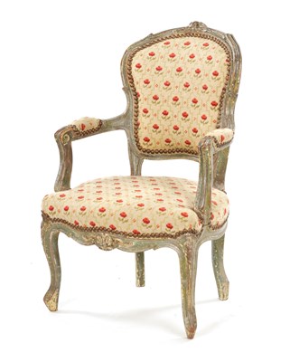 Lot 164 - A LATE 18TH CENTURY CARVED PAINTED WOOD LOUIS XVI STYLE CHILD’S CHAIR