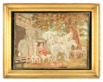 Lot 76 - A FINE REGENCY WOOL-WORK PICTURE AFTER MORLAND
