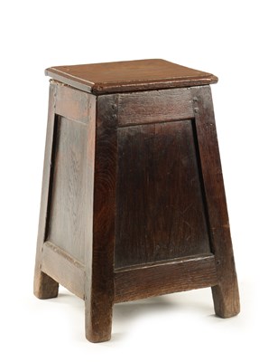 Lot 84 - A 17TH CENTURY OAK BOX STOOL
