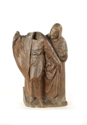 Lot 399 - A 17TH CENTURY CARVED OAK FIGURAL SCULPTURE 'THE MURDER OF THOMAS BECKETT'