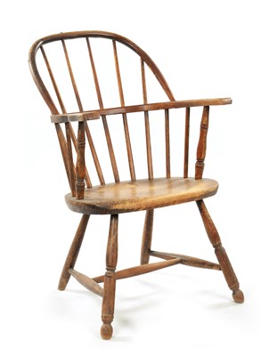 Lot 235 - A 19TH CENTURY AMERICAN PRIMITIVE STICK BACK WINDSOR CHAIR