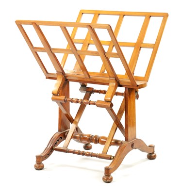 Lot 8 - A WILLIAM IV FIGURED WALNUT ADJUSTABLE FOLIO STAND IN THE MANNER OF GILLOWS