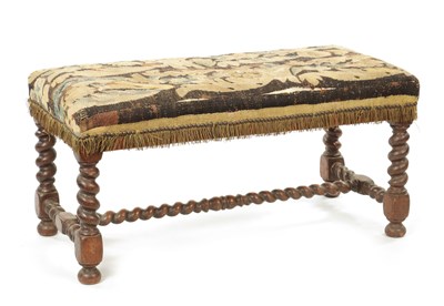 Lot 223 - A WILLIAM & MARY OAK BARLEY TWIST STOOL