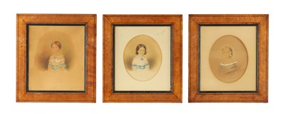 Lot 264 - A SET OF THREE EDWARDIAN WATERCOLOURS OF CHILDREN