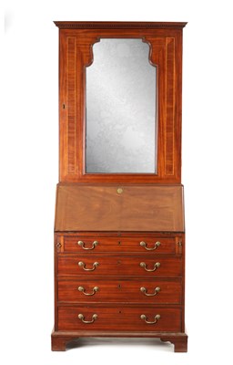Lot 193 - A SMALL EARLY GEORGE III MAHOGANY BUREAU BOOKCASE