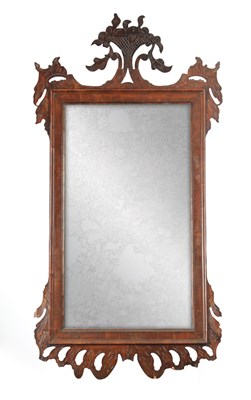 Lot 4 - A LARGE MID 18TH CENTURY WALNUT HANGING MIRROR