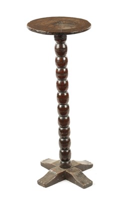 Lot 441 - A RARE LATE 17TH CENTURY OAK BOBBIN STEM CANDLE STAND
