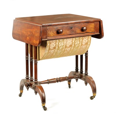 Lot 255 - A 19TH CENTURY MAHOGANY FOLD DOWN WORK TABLE IN THE MANNER OR GILLOWS