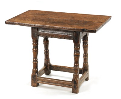 Lot 72 - A RARE 17TH CENTURY JOINED OAK TAVERN STOOL/TABLE