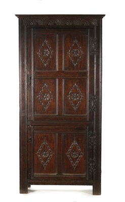 Lot 189 - A RARE LATE 17TH CENTURY JOINED OAK WESTMORLAND TALL TWO DOOR SIDE CABINET