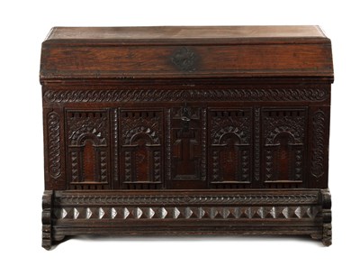 Lot 132 - AN EARLY 18TH CENTURY FLEMISH OAK KIST DATED 1718