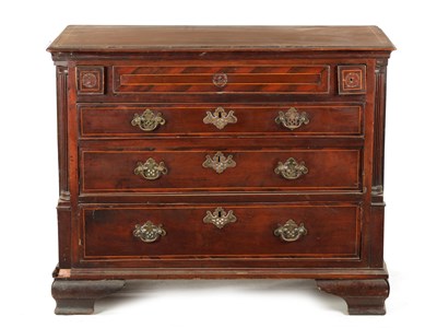 Lot 321 - AN 18TH CENTURY FIGURED MAHOGANY CHEST OF DRAWERS