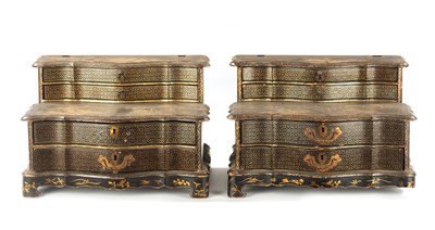 Lot 185 - A PAIR OF 19TH CENTURY LACQUERWORK MIRROR BASES