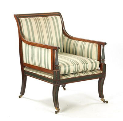 Lot 446 - A REGENCY STYLE 19TH CENTURY MAHOGANY LIBRARY CHAIR