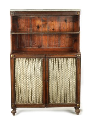 Lot 172 - A REGENCY MAHOGANY BRASS INLAID SIDE CABINET