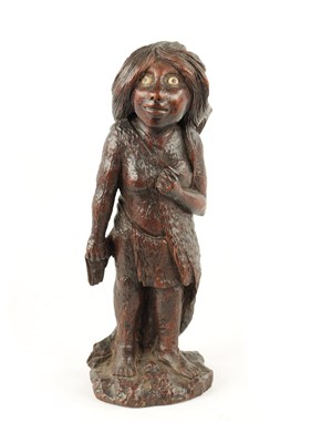 Lot 78 - AN UNUSUAL 19TH CENTURY FOLK ARK CARVED WALNUT FIGURE OF A MYTHICAL FEMALE