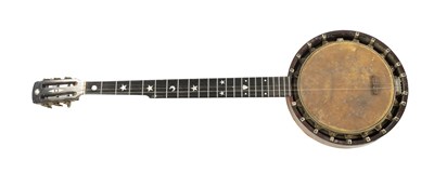 Lot 49 - A GEORGE. P. MATTHEW FIVE STRING BANJO WITH 8.5" SKIN