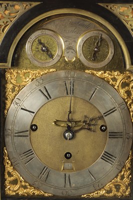 Lot 1212 - STEPHEN RIMBAULT, LONDON. A GEORGE III EBONISED QUARTER CHIMING VERGE BRACKET CLOCK