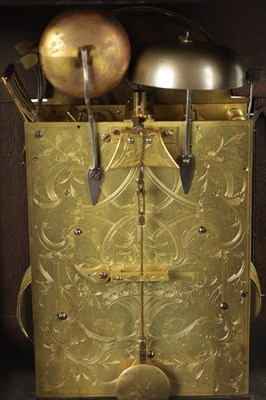Lot 1212 - STEPHEN RIMBAULT, LONDON. A GEORGE III EBONISED QUARTER CHIMING VERGE BRACKET CLOCK