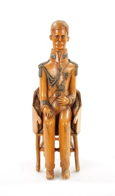 Lot 1080 - AN UNUSUAL CARVED BOXWOOD FIGURE OF NAPOLEON