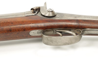 Lot 802 - A RARE 19TH CENTURY SWINBURN & SON JACOBS PERCUSSION RIFLE WITH  BAYONET
