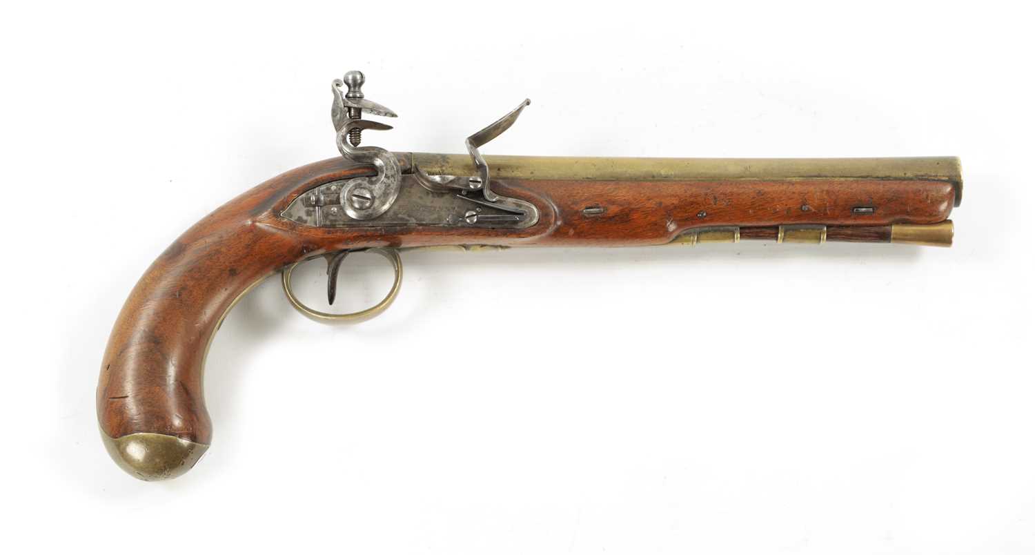 Lot 796 - H.W. MORTIMER, LONDON. A RARE GEORGE III ROYAL MAIL COACH FLINTLOCK PISTOL