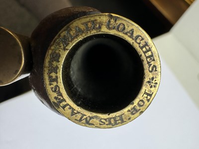 Lot 796 - H.W. MORTIMER, LONDON. A RARE GEORGE III ROYAL MAIL COACH FLINTLOCK PISTOL